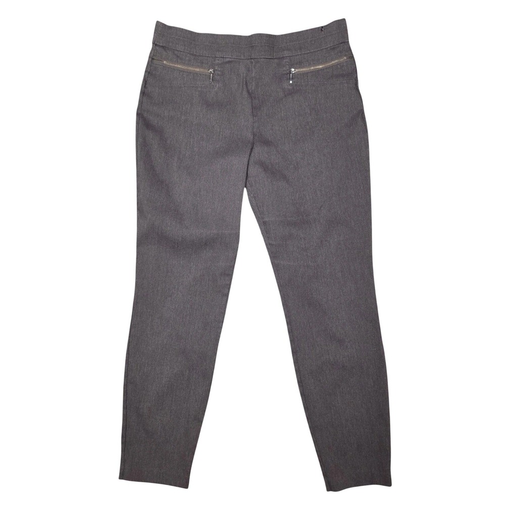 Takara Skinny Pull On Pants Large‎ Gray Stretch Knit Casual Work Career Business